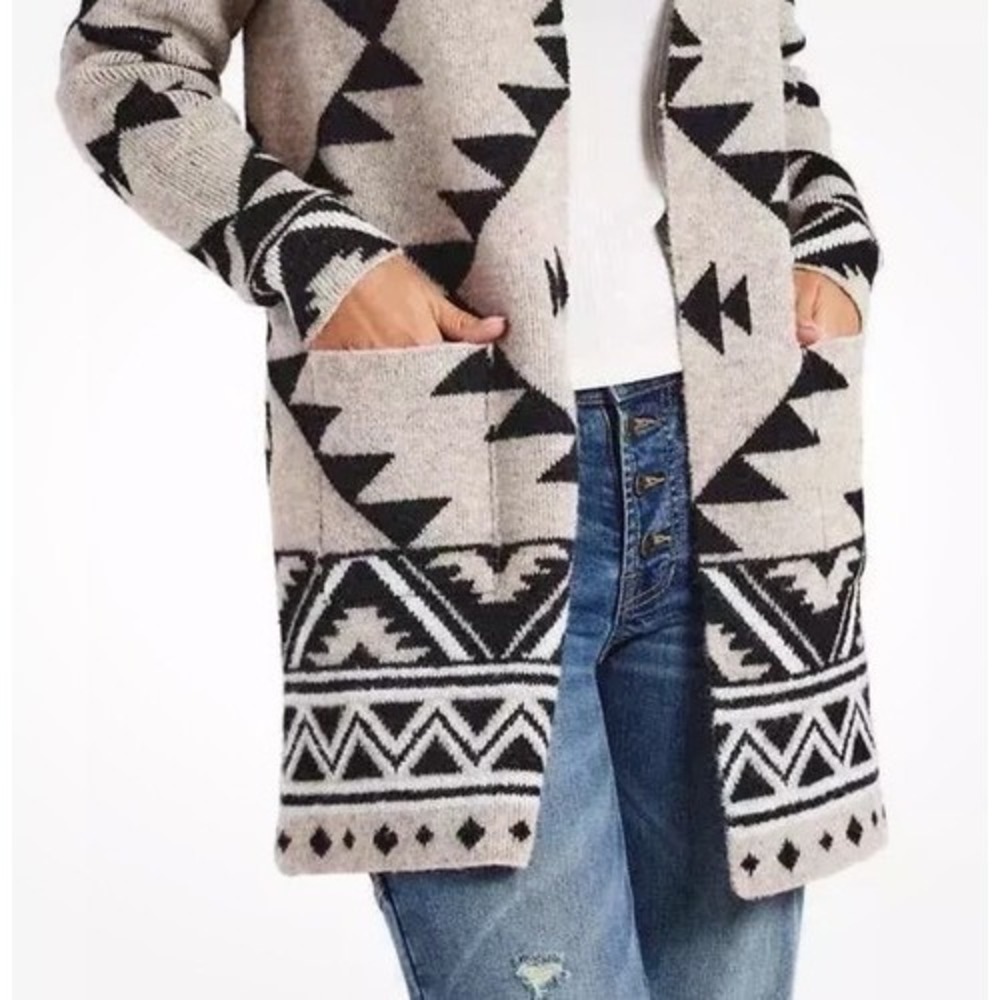 NWT Frye Gray Western Knit Cozy Comfy Open Front Cardigan Women‎ XL China - Picture 7 of 10